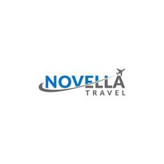 the logo for novella travel, which is designed to look like an airplane flying through the