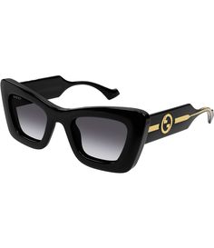 From Gucci&#x2C; these women's sunglasses feature:Injection frameCat eye shapeGradient lensRx ableNon-polarizedApprox. 49mm lens- 23mm bridge- 140mm templeImported. Designer Cat Eye Tinted Sunglasses, Designer Cat Eye Sunglasses For Evening, Luxury Cat Eye Sunglasses With Gradient Lenses, Gucci Cat Eye Sunglasses With Tinted Lenses, Designer Cat Eye Sunglasses With Mirrored Square Frame, Designer Square Frame Cat Eye Sunglasses With Mirrored Lenses, Designer Cat Eye Sunglasses With Tinted Lenses For Evening, Gucci Cat Eye Sunglasses With Uv Protection, Gucci Cat Eye Polarized Sunglasses