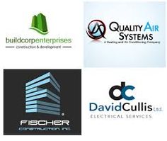 four different logos for various businesses