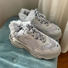 Triple S Faux Fur Trainers Fit Like A Women's Size 10 Shoes Balenciaga, Balenciaga Shoes, Womens Shoes Sneakers, Balenciaga, Faux Fur, Shoes Sneakers, Size 10, Womens Sizes, Women Shoes