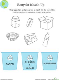 recycling match up worksheet