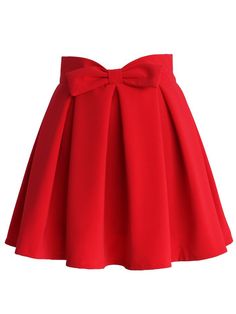 Red bow skirt Knee Length Pleated Skirt, Heart Skirt, Chicwish Skirt, Red Pleated Skirt, Rok Mini, Bow Skirt, Chiffon Maxi Skirt, Skirt Knee Length, Zipper Skirt