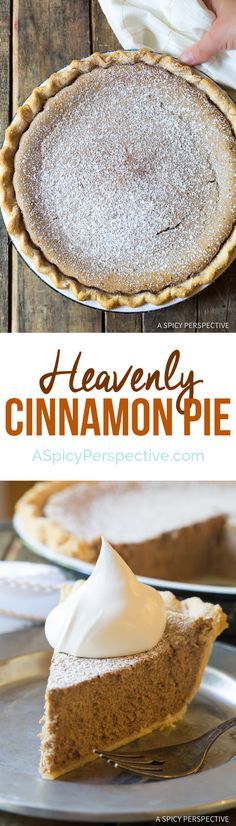 a slice of heavenly cinnamon pie on a plate