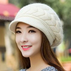 Beret peaked double arrow knit stylish double layers design with visor. This Women s Knitted Winter Cap is the new trending fashion statement of the winter season. Visor Beanie, Hats Winter, Knitted Beret, Wool Hat Knit, Winter Cap, Women's Beanie, Women's Hats, Winter Hats For Women, Knit Beanie Hat