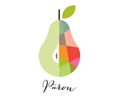 an image of a pear with the word paron on it's back side