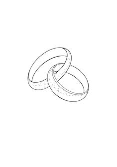 two wedding rings drawn in black and white