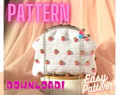 Excited to share this item from my #etsy shop: PATTERN Crochet Handbag Strawberry Bag Pattern, Crochet Top Bag Pattern, Crochet Shoulder Bag Bolsa Handbag Cardigan Pattern, Unique Pattern #crochet #giftforher #crochetpattern #tutorialstitch #crochet #pattern #free #bag #handbag Strawberry Bag Pattern, Strawberry Bag, Bag Pattern Crochet, Strawberry Crochet, Art Reels, Crochet Water Bottle Holder, Handbag Crochet, Daisy Bags, Shoulder Bags Pattern