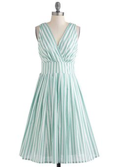 "Glamour Power to You" Mint Stripes from ModCloth Spring Bridesmaids, Coral Bouquet, Candy Striper, Mod Cloth, Navy Flats, 2013 Fashion, Fun Dress, Summer Vintage