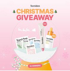 the christmas giveaway for torriden cosmetics is displayed in a snowglow