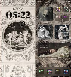 an iphone screen with various images and numbers on the front, side, and back sides