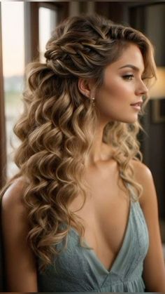 Unleash your beauty with our collection of curly hairstyles! Find your next head-turning look, from bouncy ringlets to soft, romantic waves. Natural Curly Hair Fancy Styles, Long Wavy Hair Hairstyles Ideas, Bridal Hairstyles Loose Curls, Formal Hairstyles For Long Hair Down, Pageant Hair For Off The Shoulder Dress, Loose Prom Hair, Mid 30s Hairstyles, Bridesmaids Hairstyles For Medium Hair, Down Pageant Hairstyles