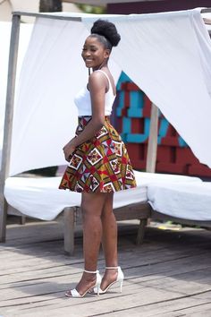 African Print Skirt Short, African Print Skirt And Top, Ankara Mini Skirt, Ankara Flare Skirt, African Skirt Outfit, Choir Uniforms, Flare Skirts, Ankara Skirt Styles, African Skirt