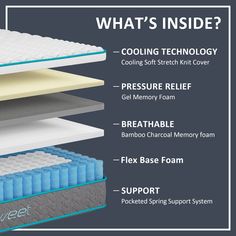 what's inside? cooling technology cooling soft stretch knit cover and pressure relief gel memory foam