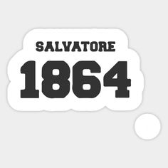 a white sticker with black text that says salvatore, located in the form of a thought bubble