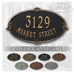 the address sign for 519 market street is shown in different colors and font options