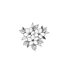 a black and white drawing of flowers on a white background