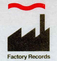 the factory records logo is shown in black and red on a white paper with an orange stripe