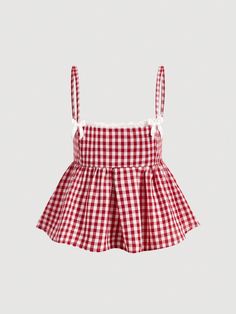 Gingham Top Outfit, Trendy Sewing, Couture Mode, Gingham Fabric, Easy Trendy Outfits, Plus Size Tank Tops, Easy Sewing Patterns, Red Gingham