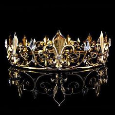 Gold King Crown, King Crown, Beautiful Tiaras, Gold Aesthetic, Kings Crown, Queen Crown