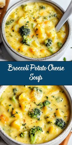 broccoli potato cheese soup in a bowl