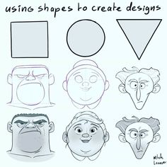 an image of some cartoon faces with different shapes to make them look like they are looking at