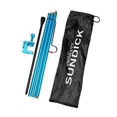 an image of a blue umbrella and other items on a white background with the words sundisk written across it