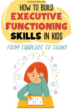 Executive function skills are something that kids can improve over time. Learn activities to improve executive function skills as well as what to executive functioning skills by age to expect from your kids. Learn strategies for kids with ADHD, sensory processing disorder, and those with cognitive impairments. Activities For Executive Functioning, Executive Function Hacks, Skills By Age, Kids Psychology, Teach Executive Functioning Skills