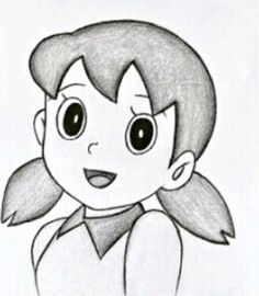 a drawing of a girl with big eyes