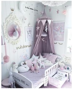 Cheap Bed, Diy Kids Room, Bed Canopies, White Bedroom Decor, Purple Bedrooms, Children Room Boy, Kids Rooms Diy, Room Decoration Ideas