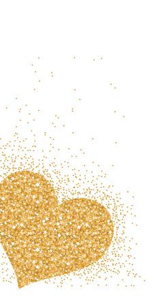 two hearts made out of gold glitter on a white background with space for your text