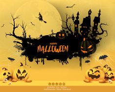 an image of halloween scene with pumpkins