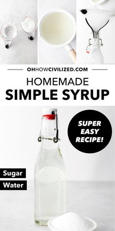 homemade simple syrup recipe with ingredients to make it