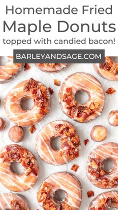 homemade fried maple donuts topped with candied bacon