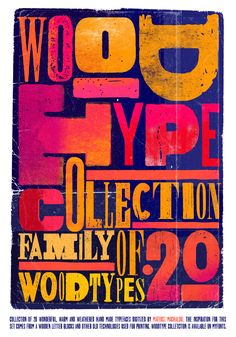 a poster with the words woot type collection family of wod types on it