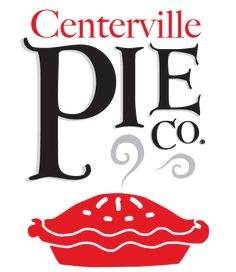 the centerville pie co logo is shown in red and black on a white background