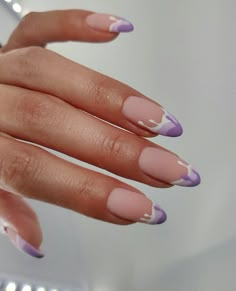 French Tip With 2 Colors, Wavy French Manicure, Funky French Manicure, Fun French Nail Designs, Modern French Manicure Trends, Fun French Nails, Colored French Manicure, Two Color French Tip Nails, Unique French Manicure