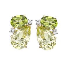 Peridot and Lemon Quartz Pear and Oval Studs Kiki Mcdonough, Fancy Jewelry Necklace, Peridot Jewelry, Jewelry Chest, Oval Ring, Lemon Quartz, Color Stone