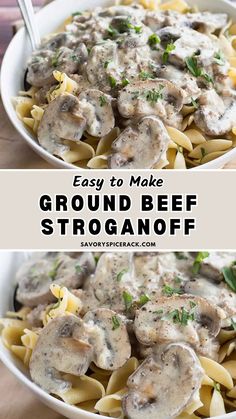 This Easy Ground Beef Stroganoff is a simple and satisfying dish, often referred to as “fancy hamburger helper.” It’s a step up from the boxed version, offering rich, creamy flavors with tender ground beef and a delicious sauce. Quick to prepare, it makes for a comforting meal that’s sure to please the whole family. Beef Mushroom Stroganoff, Easy Ground Beef Stroganoff, Ground Beef Stroganoff, Best Beef Recipes, Easy Ground Beef, Sour Cream Sauce, Stroganoff Recipe, Hamburger Helper, Ground Beef Recipes Easy