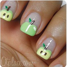 nails cute nails nail art ideas Green Apple Nails, Apple Nail Art, Apple Nails, Leopard Nail Art, Fruit Nail Designs, Sunflower Nail Art, Fruit Nails, Fruit Nail Art, Sunflower Nails