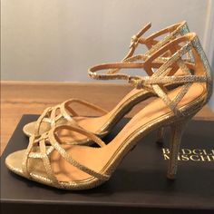 Authentic Badgley Mischka Kerrington Heels In Gold, Size 8. Worn Only Two Times. Looks Brand New Aside From The Bottom Of The Shoe Obviously. Currently On Sale On Amazon For $176. Comes With Original Shoe Box. Badgley Mischka Shoes, Gold Shoes, Badgley Mischka, Shoe Box, Shoes Women Heels, Shoes Heels, On Sale, Women Shoes, Brand New