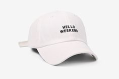 Hello Weekend Hat available in 6 different colors. Getting in the weekend with style! Key Characteristics: Strap Type: Adjustable Material: Cotton Shipping Guaranteed safe + secure checkout 100% money back guarantee Not sold in stores, limited quantity available Adjustable Trucker Hat For Everyday Summer Use, Trendy Vacation Dad Hat Snapback, Trendy Dad Hat For Vacation And Spring, Trendy Dad Hat For Spring Vacation, Trendy Cotton Baseball Cap For Vacation, Trendy Dad Hat Baseball Cap For Vacation, Summer Hat With Curved Brim, Trendy Beach Dad Hat, Trendy Snapback Dad Hat For Vacation