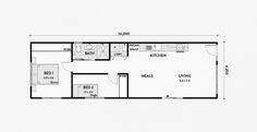 the floor plan for a mobile home with one bedroom and an attached living room area