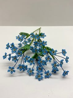 small blue flowers on a white surface