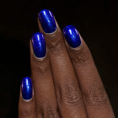 Rich Blue-Violet Shimmer Nail Polish Dark Blue Pearl Nails, Dark Blue Nails Short, Swaggy Nails, Electric Blue Nails, Dark Blue Nail Polish, Vacation Nails Beach, Dark Blue Nails, Nail Art Stripes, Shimmer Nail Polish