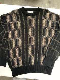 Vintage 80s Wool Blend Quality Sweater Size Medium. See pics for measurements Black & Cream Colors Fine condition Nice looking and quality sweater Made in USA Fast shipping. We ship same or next day with USPS We are a small family business and we appreciate your purchase, Godspeed ! Vintage Black Sweater For Fall, Vintage Jacquard Knit Sweater, 90s Black Sweater For Fall, 90s Style Black Sweater For Fall, 90s Style Oversized Black Sweater, Black Long Sleeve 90s Sweater, 90s Oversized Black Sweater, 90s Style Black Winter Sweater, God Speed