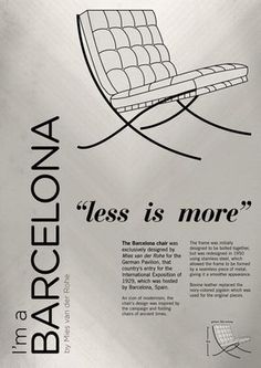 an advertisement for barcelona, the barcelona chair