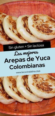 some food is on a plate with the words las miguels area de yuca colombia