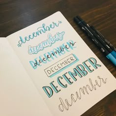 December Aesthetic Journal Ideas, December Title Ideas, Christmas List Header Ideas, December Header Ideas, December Writing Fonts, December In Cursive, December Whiteboard Ideas, December Font Ideas, December Hand Lettering