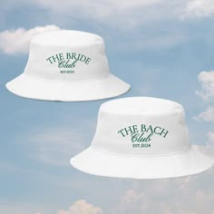 Get ready to hit the town in style with our Social Club-themed bachelorette bucket hat! Made for the bride-to-be and her squad, this trendy accessory is a must-have for any pre-wedding celebration. Crafted with high-quality materials, this bucket hat is not only fashionable but also comfortable to wear all day and night. The embroidered location and established date add a personalized touch, making it a memorable keepsake from this special occasion.So grab your girls, put on your Social Club bucket hats, and get ready for an unforgettable bachelorette bash that everyone will be talking about! HOW TO ORDER: Step 1: Add personalized text - see 'personalization' box to enter details Step 2: Select Quantity ABOUT BUCKET HAT * 100% cotton twill * 3 ¾″ (7.6 cm) crown * 2 ¼″ (5.1 cm) brim * One s Club Bachelorette, Bachelorette Pool Party, Denim And Diamonds, Bride Squad, Hat Ideas, Embroidered Hat