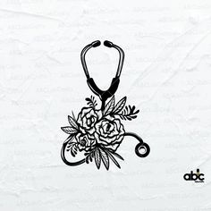 stethoscope with flowers on white background